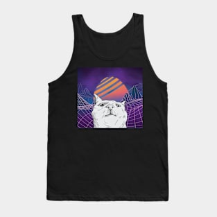 Cat dj synthwave anti gravity retrowave music remix Tank Top